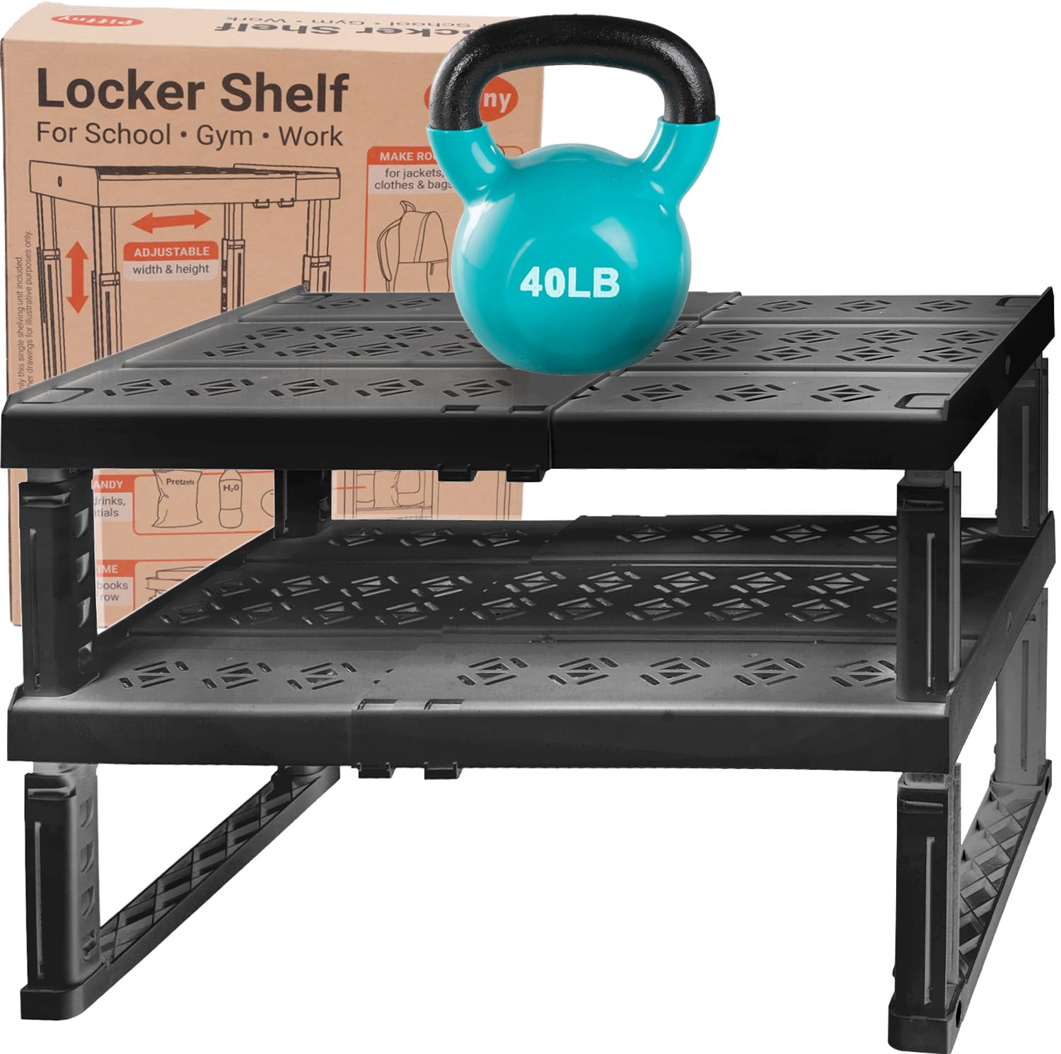 Photo 1 of Piffny Adjustable Lokcer/Cabinet Organizer Shelf? Adjustable Width and Height, Ideal Locker for School, Office, and Gym Lockers… (Black 2 Pack New Version)