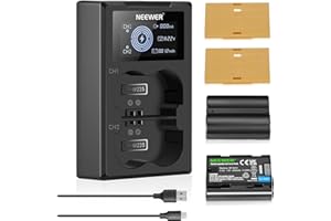 NEEWER NP-W235 Camera Battery Charger Set, Dual Slot USB Charger with LCD, 2 Pack 2400mAh Replacement Batteries Compatible wi