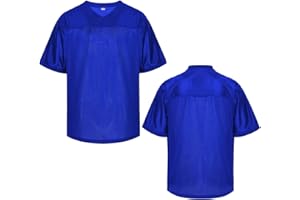 QTWW INC Blank Football Jersey,Mesh Practice Plain Football Shirt 90s Hip Hop Retro Active Unisex Workout Dry-Fit Soccer Sports Tee
