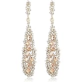 Crysdue Rhinestone Bridal Dangle Earrings for Prom Party, Crystal Cluster Chandelier Wedding Earrings for Women Bride Bridesmaid