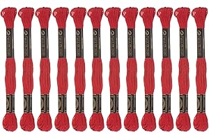 HARFINGTON 12 Skeins Embroidery Floss 8m Each Egyptian Long Fiber Cotton Cross Stitch Thread 26S/2x6 for Embroidery Projects 