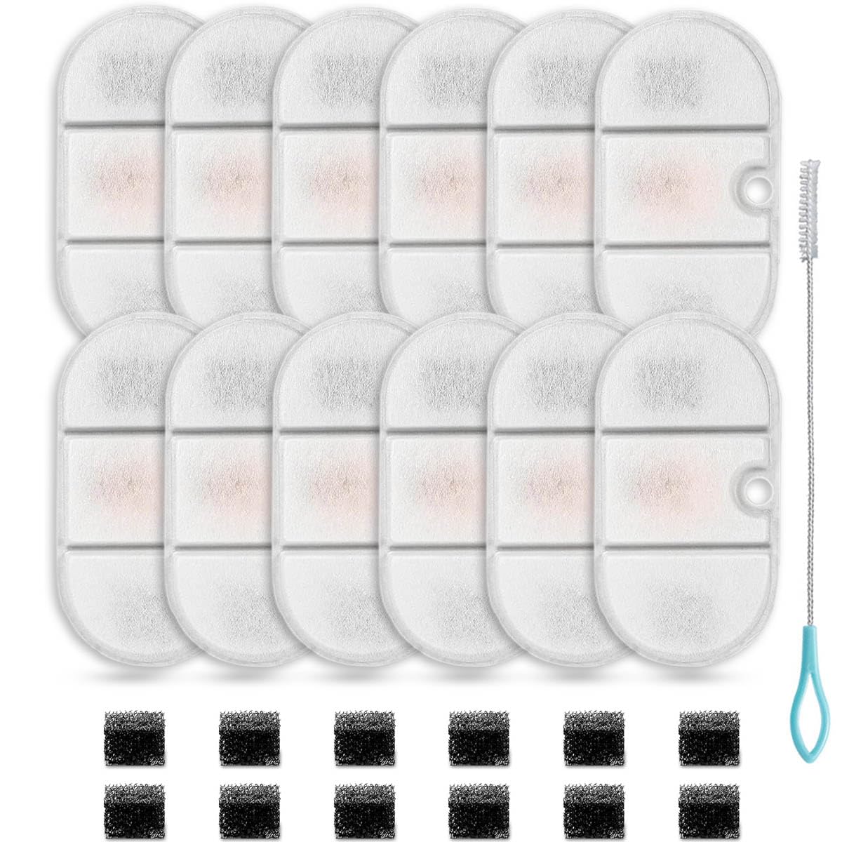 Acmerota 12Pcs Capsule Cat Water Fountain Filters Repalcement for PETLIBRO 71oz/2.1L Water Fountain PLWF002, Replacement Filters with Quadruple Filtration System for Cat Drinking Fountain