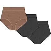 PLAYTEX Women's Light Tummy Control Underwear Briefs, 3-Pack, Cotton Stretch Underwear with Smoothing (Plus Sizes, too)