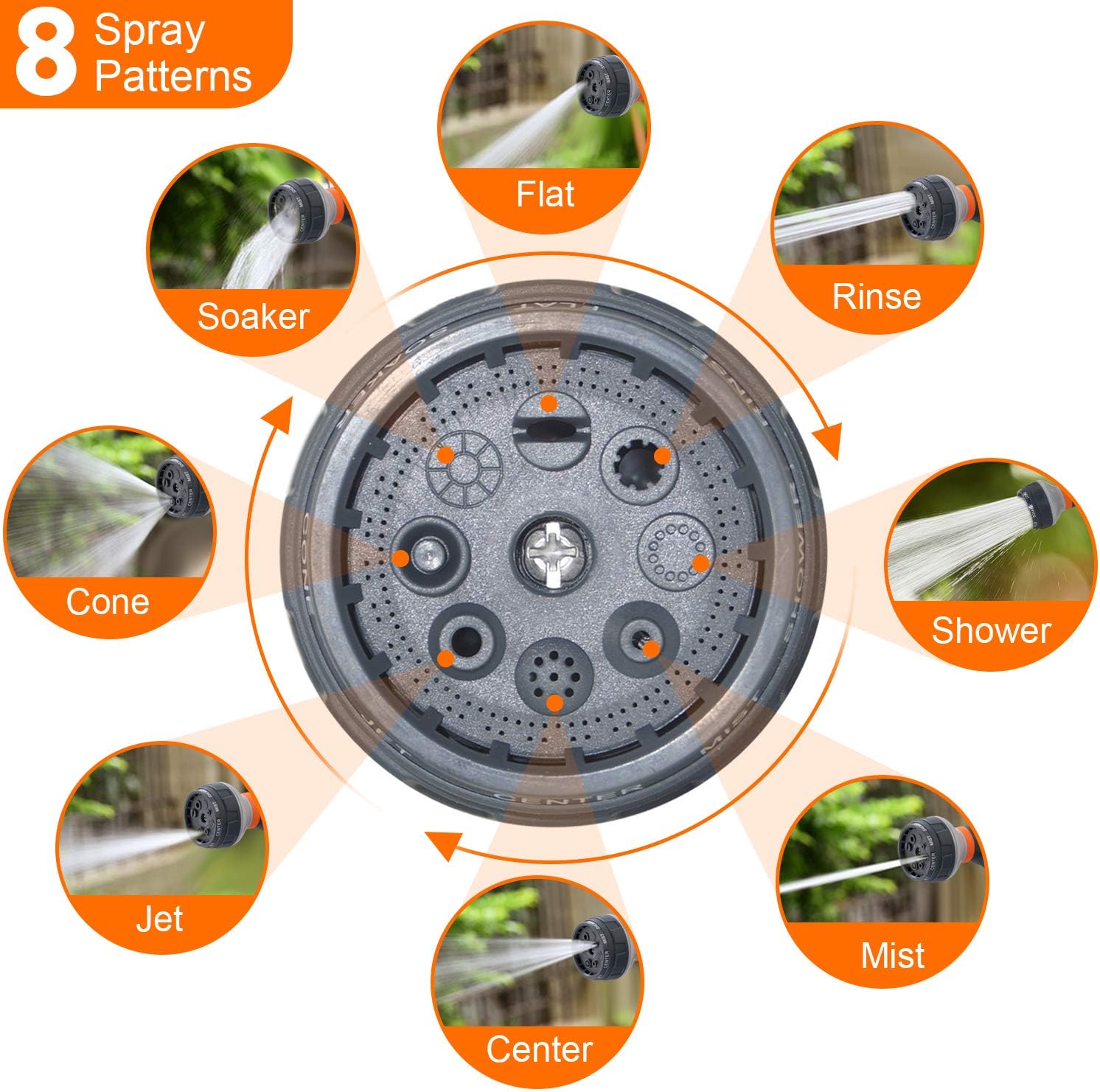 FIVKLEMNZ 100ft Garden Hose, Expandable Leakproof, Durable Lightweight, Flexible Expanding, Double Latex Core, 3/4 Solid Brass Fittings, Extra Strength Fabric, 8 Function Spray Nozzle Water Hose: Home Improvement