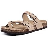 Litfun Women's Genuine Suede Cork Footbed Sandals