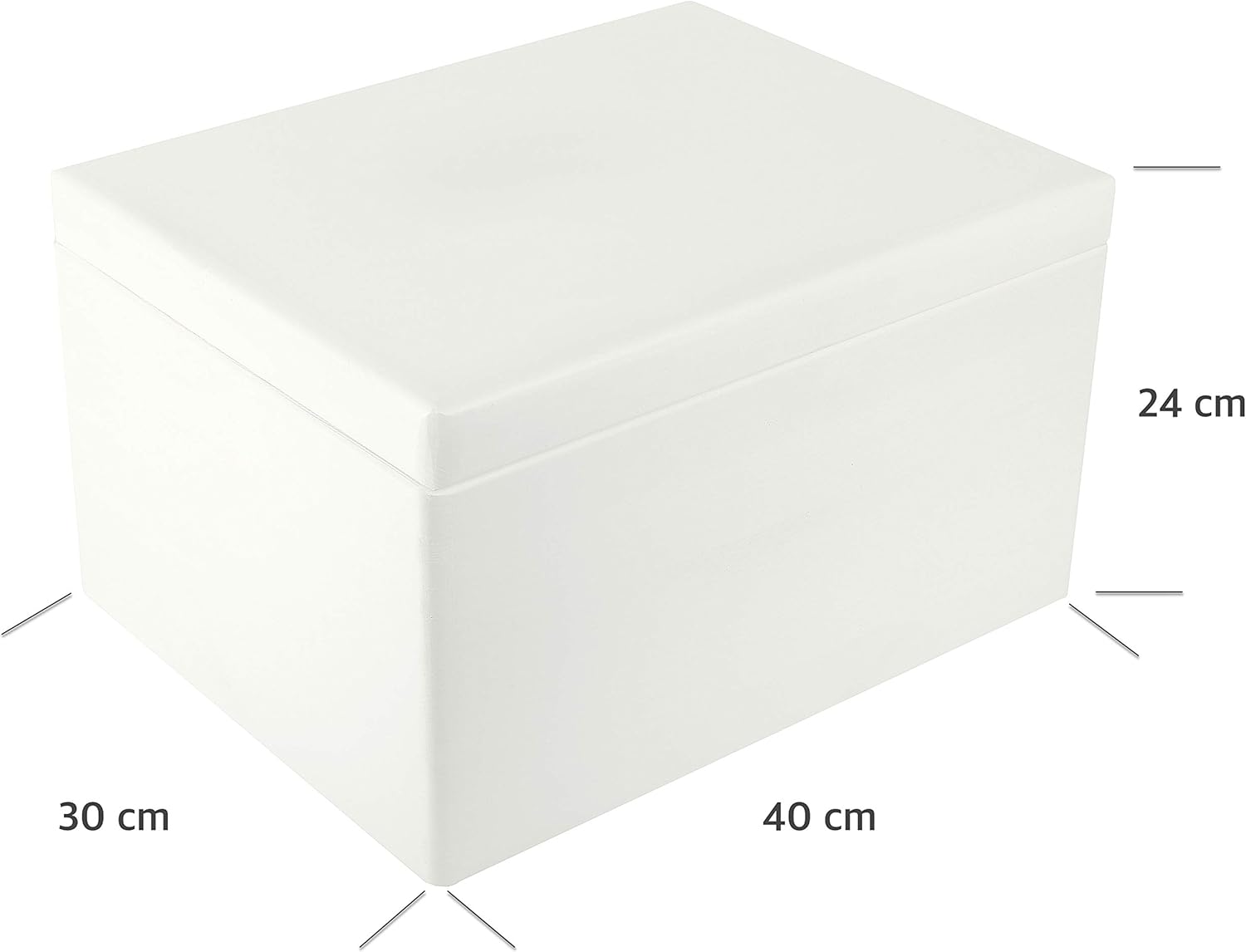 Creative Deco XXL Large White Plain Wooden Storage Box, 40 x 30 x 24 cm - Image 4