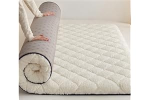 Wool Mattress Topper – 6cm Extra Thick Lambswool Plush Mattress Pad with Straps, Organic Fleece Bed Topper, Breathable Wool M