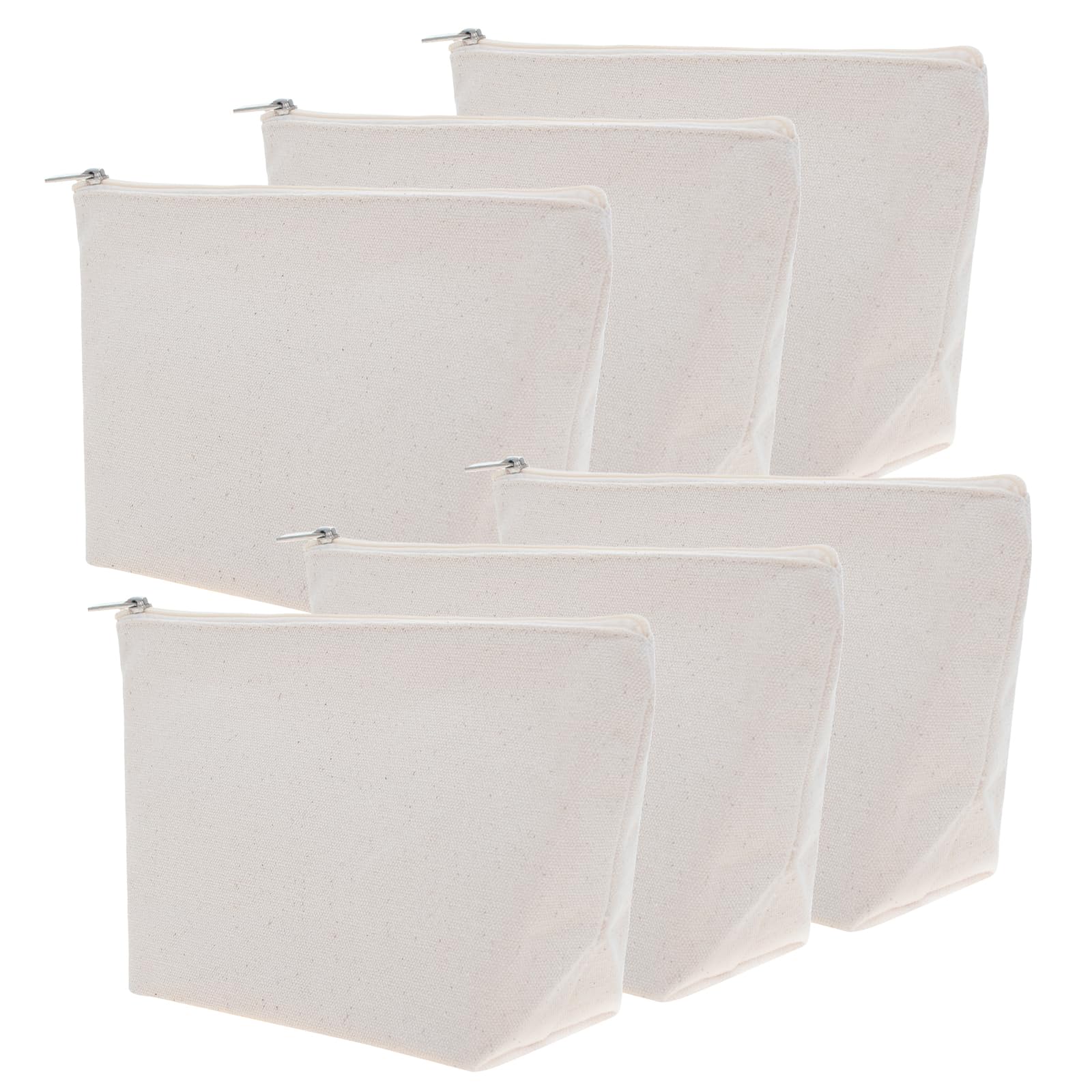 Aspire 6-Pack Blank DIY Craft Bag, 100% Cotton Zipper Makeup Bag, 9-1/2 x 5-1/2 x 3 Inches