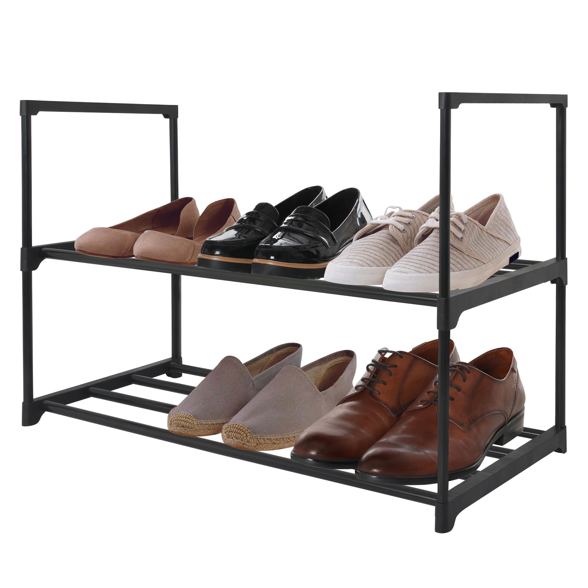 Americanflat 17x26.5 Shoe Organizer - 2 Tier Shoe Rack Storage Shelf with Sturdy Steel Frame - Ideal