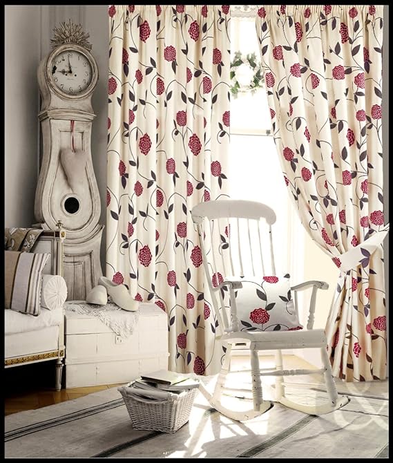 Just Contempo FLORAL PENCIL PLEAT Curtains Living Room Bedroom Fully