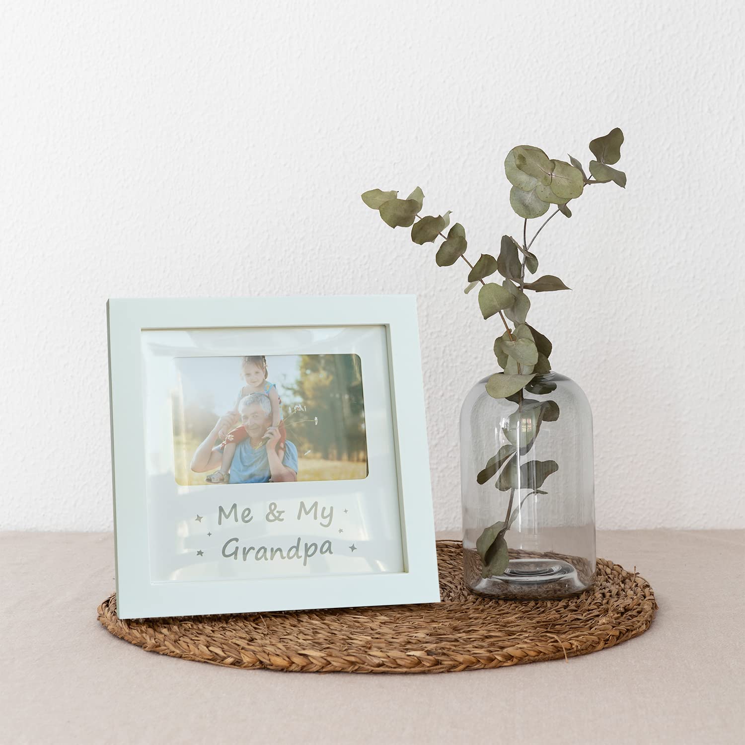 HAMUIERS HAMUIERS Me and My Grandpa Picture Frame, Grandpa Baby Keepsake Photo Frame, White, 8.26