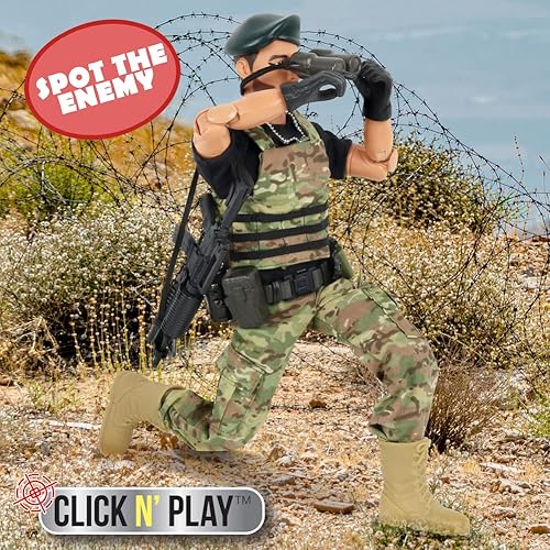 Click N' Play Military Green Beret Elite Force Swat, 12-Inch