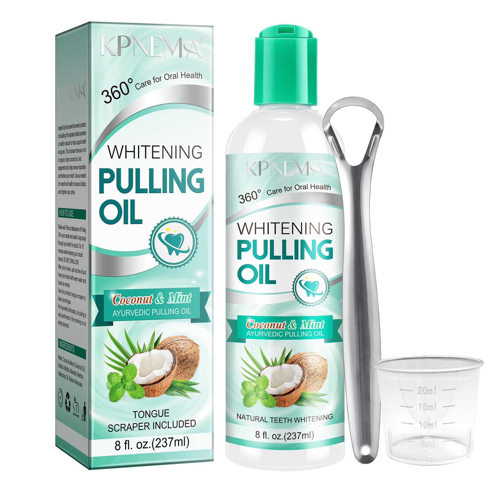 Photo 1 of **PACK OF 2** KPNEMACoconut Mint Oil Pulling Mouthwash, Natural Coconut Oil Mint Mouthwash Keeps Breath Fresh Suitable for Dates and Daily Oral Care, White Teeth & Healthy Gums (8 Fl Oz (Pack of 1))