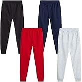 Quad Seven Boys Sweatpants - 4 Pack Soft Active Fleece Boys Joggers - Performance Athletic Pants for Kids with Pockets (4-18)
