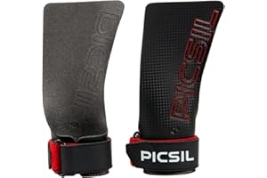 PICSIL - RX Grips | Synthetic Workout & Gymnastics Grips | Ultra-Resistant Carbon Fibre for Cross Training | Helps Prevent Tears & Blisters | Carbon Fibre Material | Use wiht Chalk |