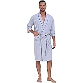 CF Men's Robe Cotton Bathrobe Soft Short Sleeve Bath Robes Shower Robe for Spa Soft Kimono Lightweight Sleepwear with Pockets