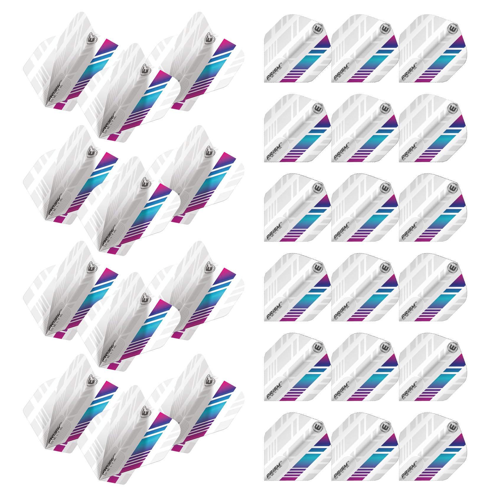WINMAU Prism Delta Stripe Design Extra Thick Dart Flights - 10 sets per pack (30 flights in total) (White & Purple)