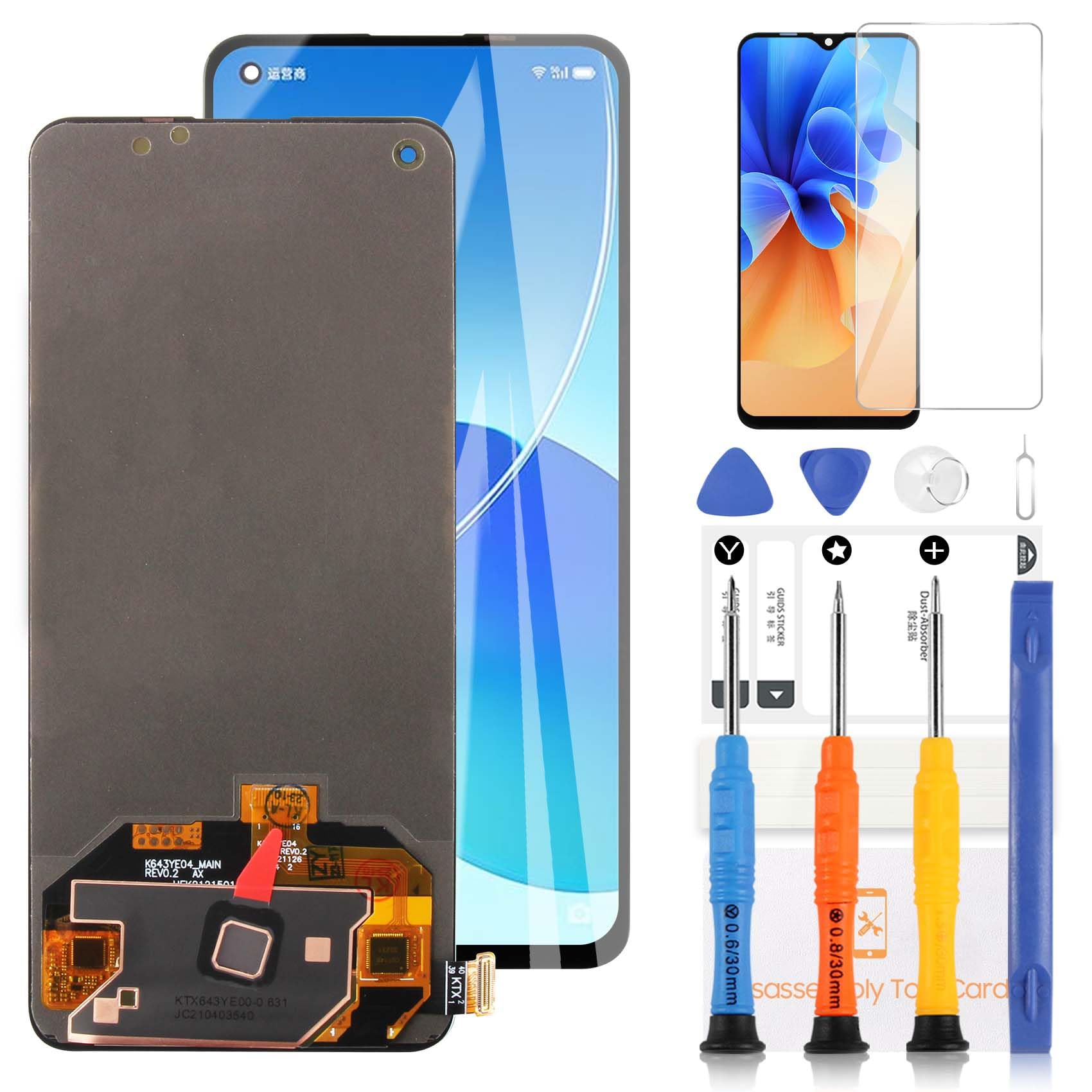 LADYSON OLED Display for Oppo Reno 6 4G CPH2235 LCD Screen for Oppo Reno6 5G CPH2251/Reno 6 5G LCD Display Touch Screen Digitizer Assembly Replacement Parts with Tools (Black)