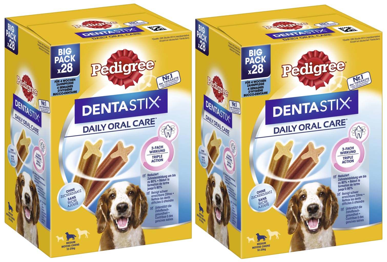 Pedigree Dentastix 2 Packs of 28 Sticks (56 in Total) for Medium Dogs (10-25kg)