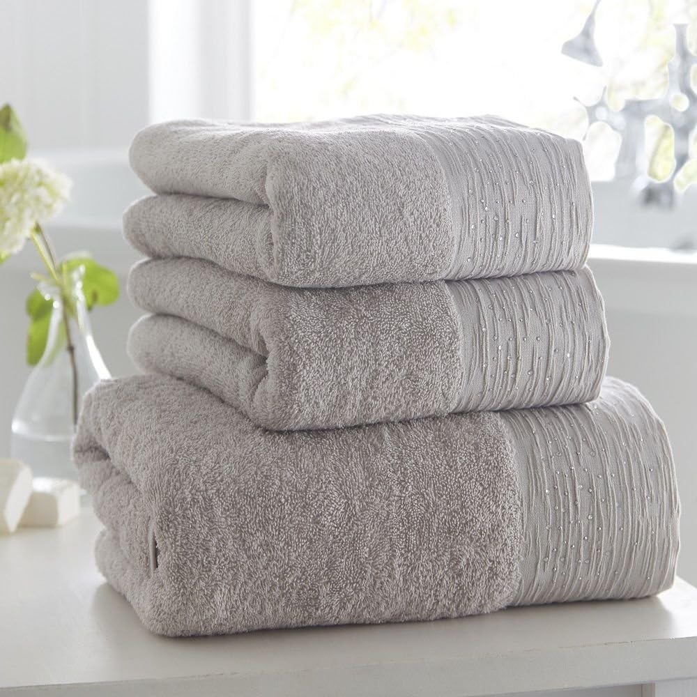 silver glitter towels
