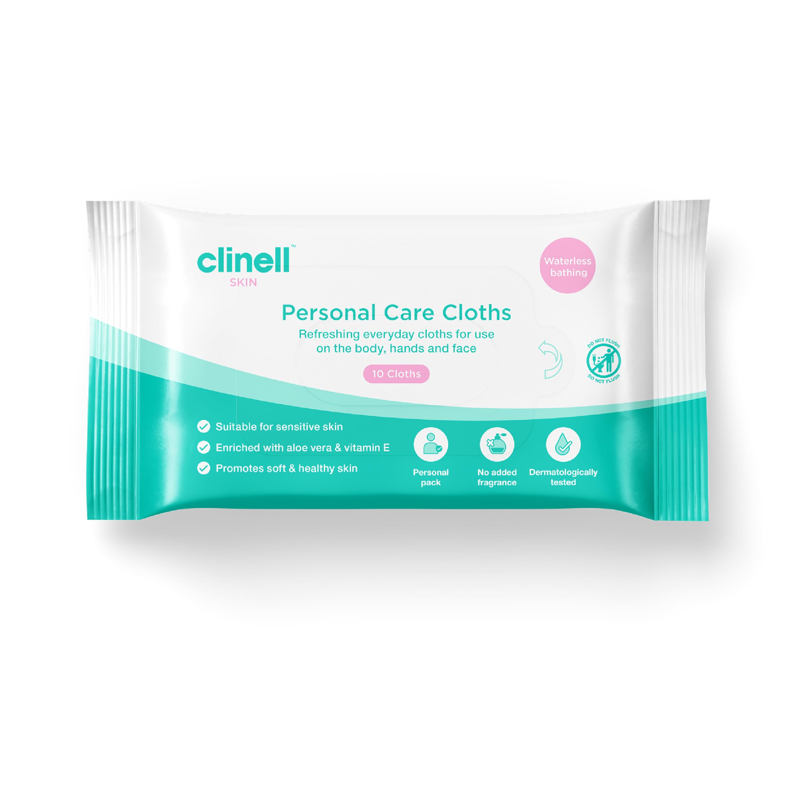 Clinell Skin - Pack of 10 Wipes - Refreshing Personal Care Wipes - Gentle, Dermatologically Tested, Alcohol Free, Travel Frindly - Blue