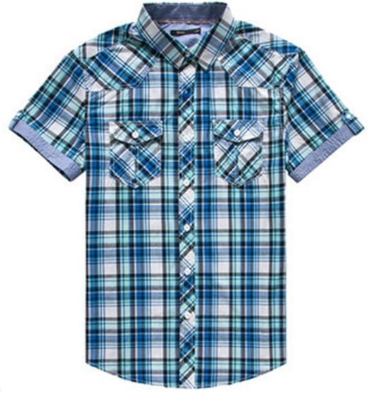 Amazon チェックシャツ 半袖 全５色 メンズ S M 白 青 赤 緑 夏 S