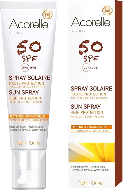 Acorelle Face Body Sun Spray SPF 50 Sensitive Skin UVA UVB Water Resistant Zinc