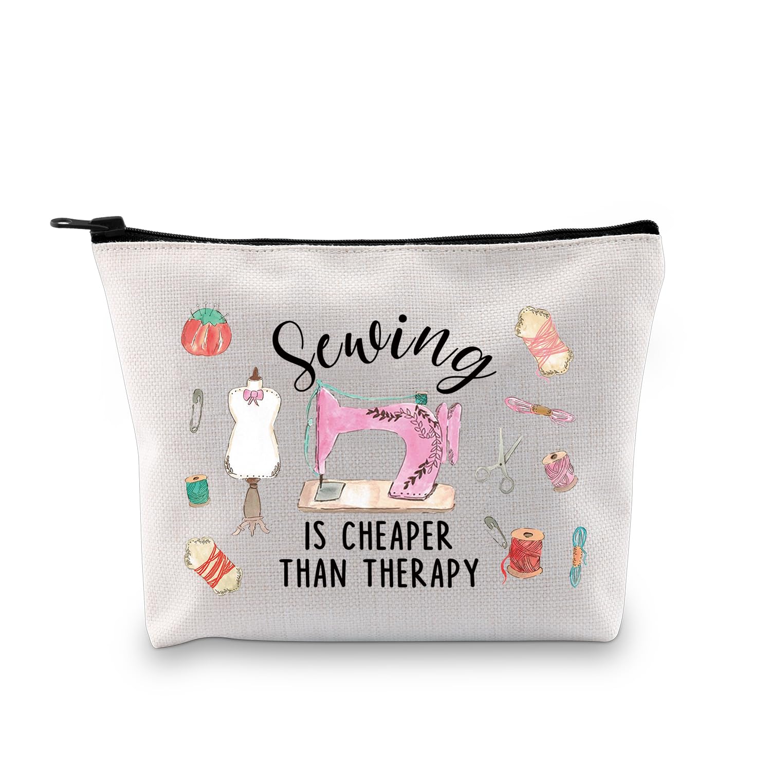 PLITI Sewing Gifts for Sewing Lovers Gift Sewing is Cheaper Than Therapy Makeup Bag for Quilter Sewer Seamstress Gift (Cheaper Sewing bagU)