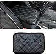 8sanlione Car Leather Center Console Cushion Pad, 11.4"x7.4" Waterproof Armrest Seat Box Cover Fit for Cars, Vehicles, SUVs, Comfort, Car Interior Protection Accessories (Black-2)