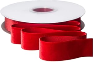 Ribbli Polyester Red Velvet Ribbon,1 Inch,10-Yard Spool,Use for Choker,Gift Wrapping,Floral Bouquets, Boutonnieres