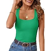 MEROKEETY Women's Ribbed Knit Tank Tops 2026 Square Neck Sleeveless Summer Basic Shirts Sweater Vest