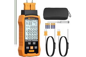 Neoteck Digital Thermocouple Thermometer -50~700℃High-Precision Dual Channels with 4 K-Type Thermocouples Data Storage and Re