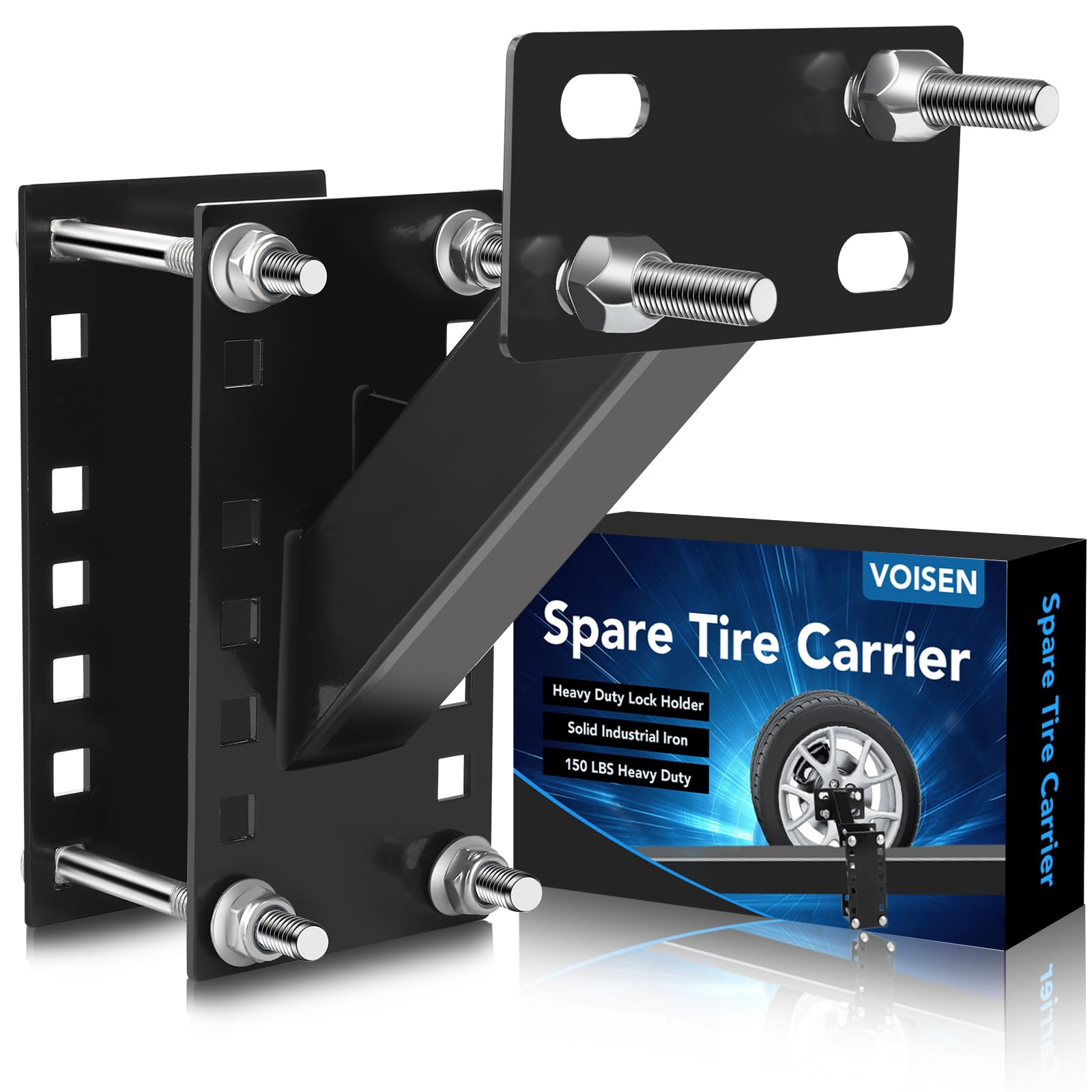 Photo 1 of (FAIR) VOISEN Spare Tire Carrier,Boat Trailer Spare Tire Mount, Spare Tire Mount for Utility Trailer,Fits 4 5 6 Lugs Trailer Wheels on 4", 4.5'', 4.75'', 5'' and 5.5'' Bolt Patterns,Holds up to 150 Lbs