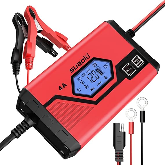 SUAOKI 4A Batterie Ladegerät 6/12V, Batterieladegerät Erhaltungsladegerät 8 Schritt Vollautomatisches Kraftpaket Batterielade