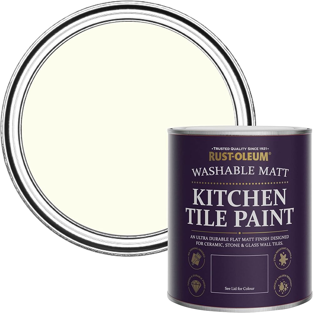 Rust-Oleum Off White Kitchen Tile Paint Matt 750ml UK Made