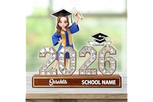Personalized Class of 2026 2027 Senior Shiny Effect Acrylic Plaque, Custom Name Portraits Graduates Desk Decor Sign, High Sch