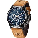 BY BENYAR Mens Watches Analog Quartz Chronograph Waterproof Wrist Watches for Men Fashion Business Work Casual Sport Designer Dress Watch with Calendar Elegant Gifts for Men