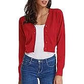 GRACE KARIN Long Sleeve Cropped Cardigan Sweaters for Women Lightweight Button Down V-Neck Open Front Bolero Shrug Jacket