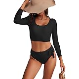 Women's Short Sleeve Top Bikini Set 