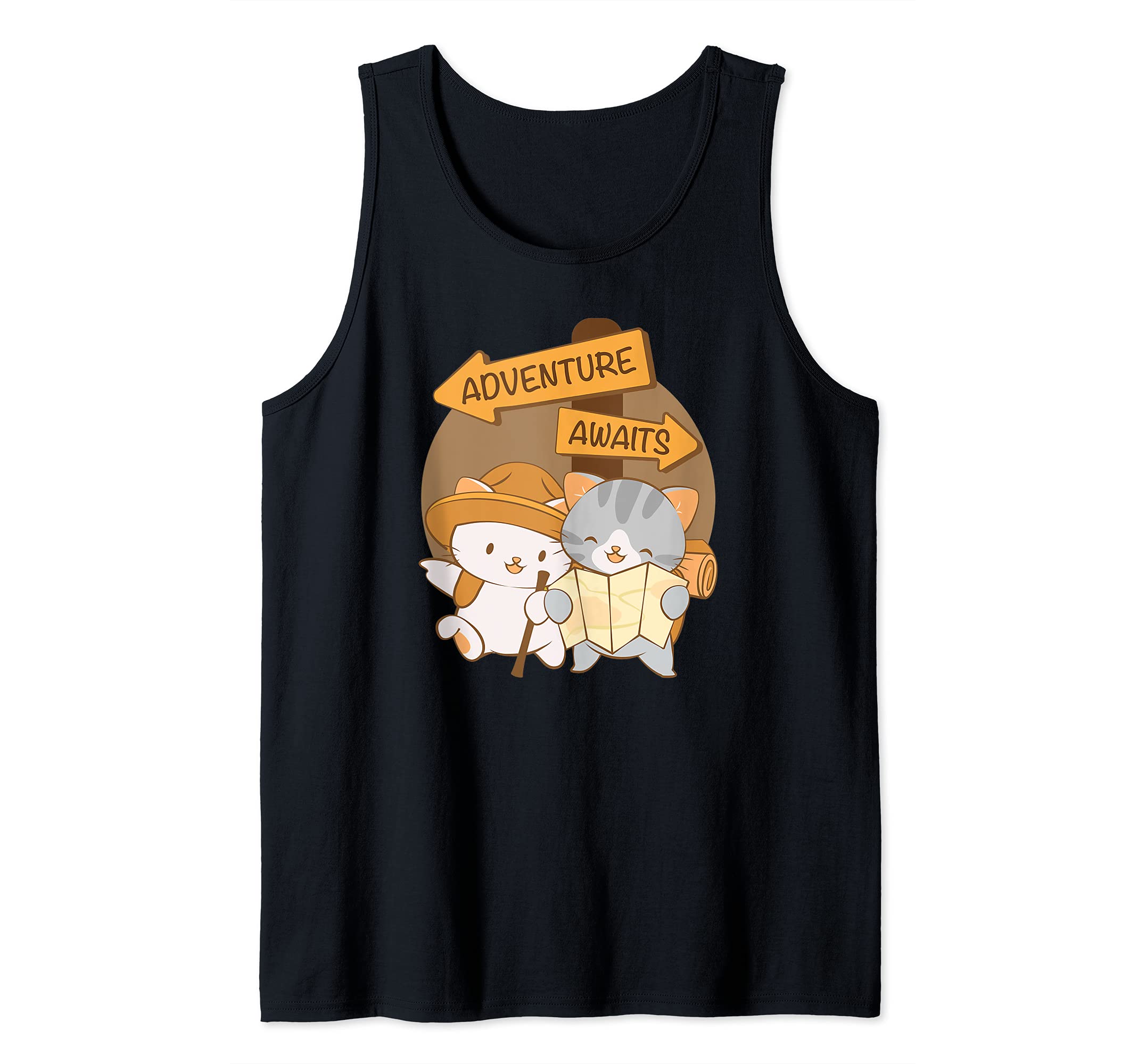 Adventure Awaits Kawaii Cats Hiking Tank Top