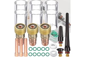 EATBALE 29Pcs for TIG Welding Torch Stubby Gas Lens #10 for Pyrex Glass Cup Kit for WP-17/18/26 TIG Welding Torch Accessories