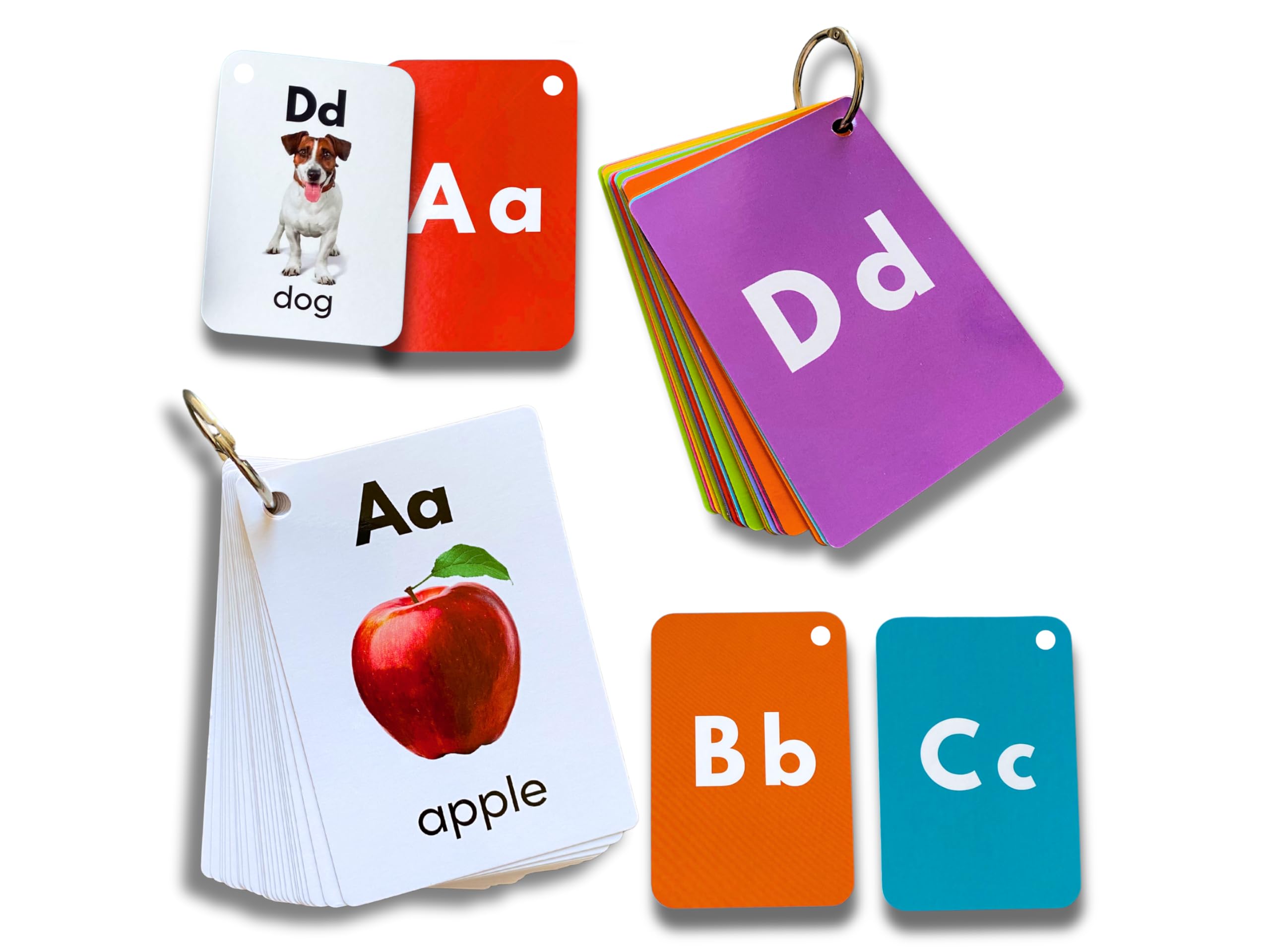 Alphabet Flash Cards for Kids, Early Learning First Word Cards for Preschool Children and Toddlers, Teach ABC Letters, English Words, Uppercase and Lowercase