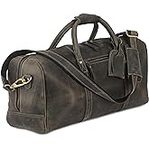 KomalC 24 Inch Leather Duffle Bags for Men and Women Travel Overnight Weekend Bag Sports Gym Duffel for Men