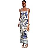 Floerns Women's Tropical Bow Tie Back Long Dress Sleeveless Split Vacation Maxi Dress
