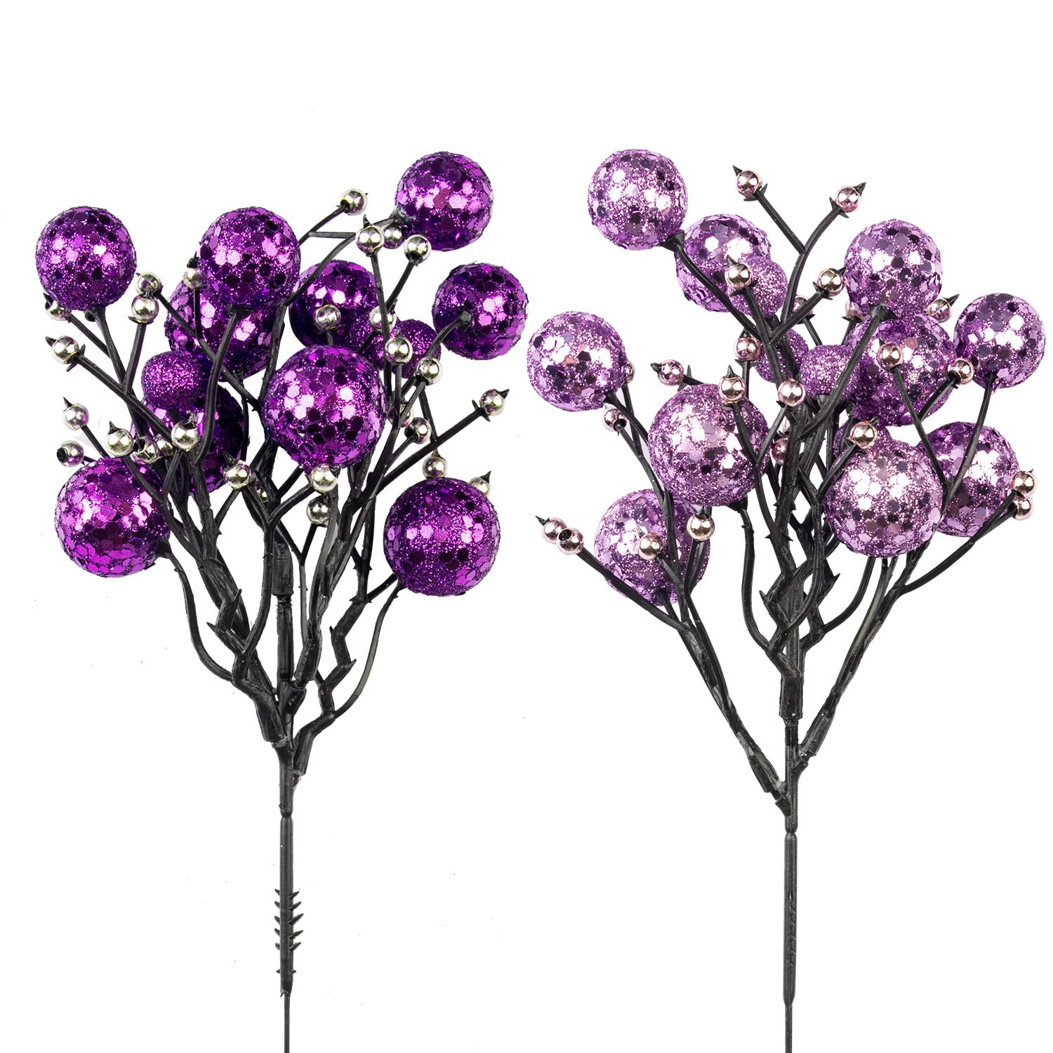 Art Beauty Purple Christmas Berry Picks Decorations Pack of 9 Artificial Glittered Berries Stems Crafts Tree Decoration Ornaments for Xmas Tree Topper Wedding Centerpiece
