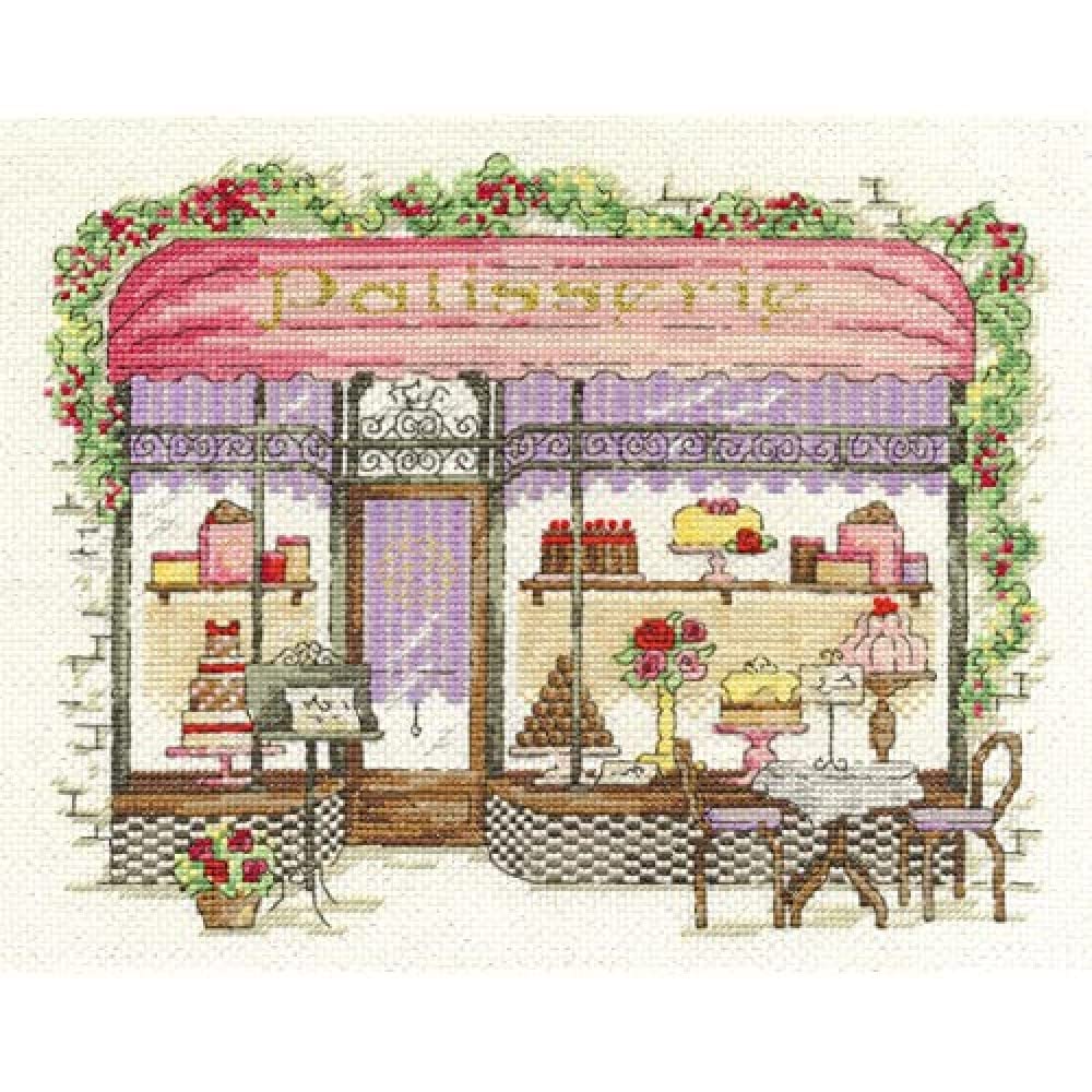 DMC Cake Shop Kit, Includes Iridescent White Aida 14 Count Fabric, Embroidery Thread, Needle and Instructions