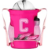 Soccer Bag, Basketball Volleyball Backpack for Kids Girls Boys Youth | Drawstring Sports Bag with Ball Shoe Dry Wet Compartments Waterproof Pocket 2 Side Mesh Pockets 2 Zipper Pockets Bag