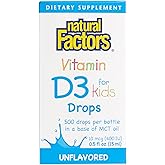 Natural Factors, Vitamin D3 Drops 400 IU (10 mcg) for Kids, Supports Strong Bones and Immune Function, 0.5 fl oz, 0.5 Oz