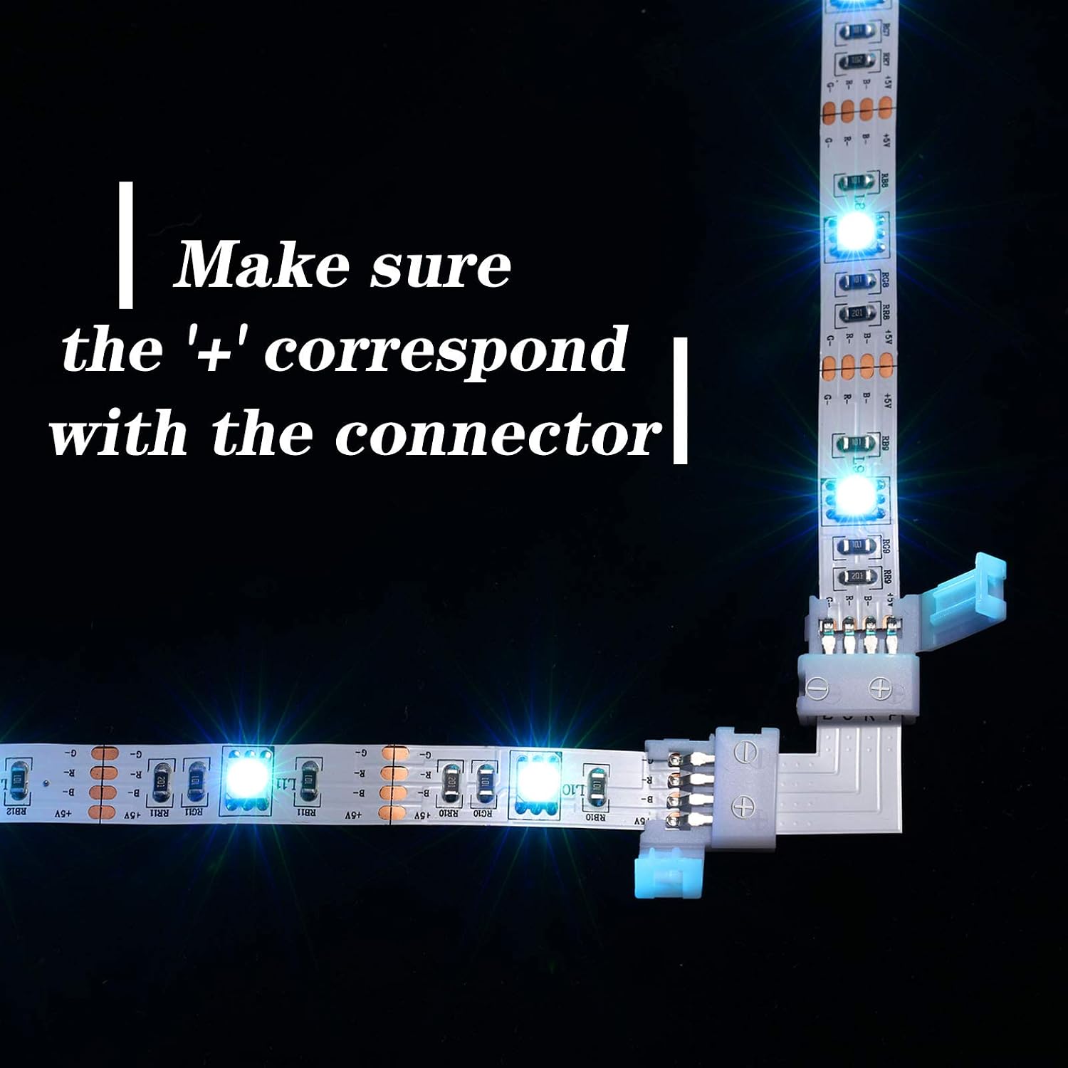 30 Pieces L Shape LED Light Strip Connectors 4 Pin RGB LED Light ...