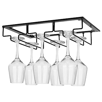 Defway Wine Glass Rack Under Cabinet Stemware Rack Hanging Wine